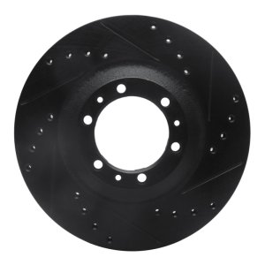 Acura SLX Brake Rotor (1) - Front Right - R1 Concepts - Drilled & Slotted - Black - `92-`02